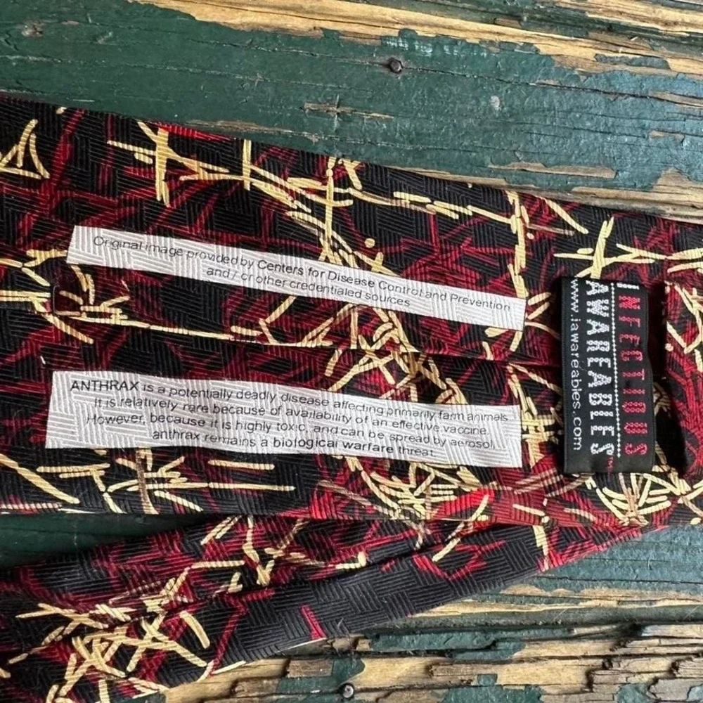 Infectious Awareables‎ Anthrax Silk Tie CDC Microbiology Science Red Black Gold